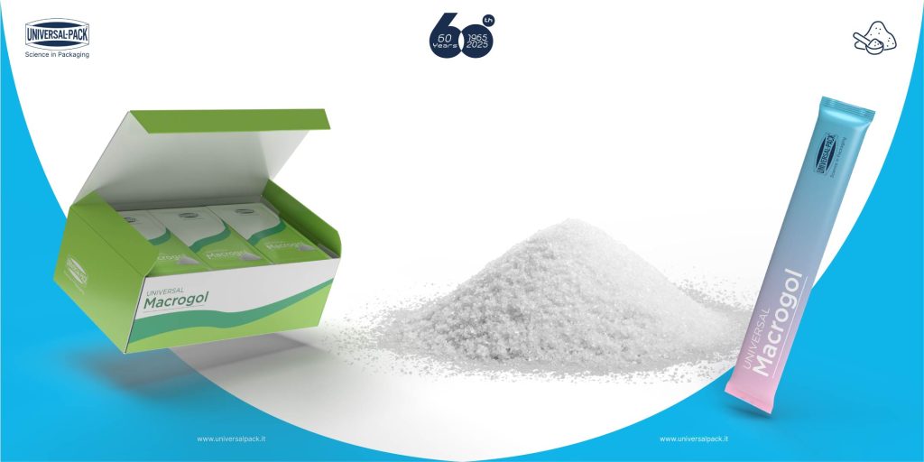 Universal Pack designs packaging machines and automated lines for Macrogol and pharmaceutical powders. Our machines and lines can produce stick packs and sachets, to be inserted into pre-glued or flat blank cartons.